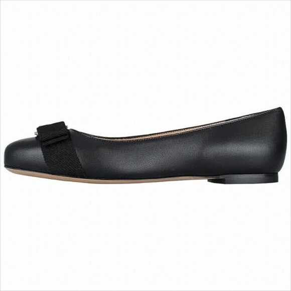 Salvatore Ferragamo Nappa Leather Flats With Grosgrain Bow - NWT